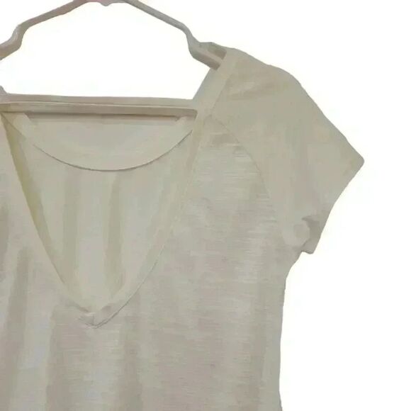 IFIT Women's Ivory Poly/Tencel Short Sleeve V-Back Slit Back T-shirt - Picture 5 of 11